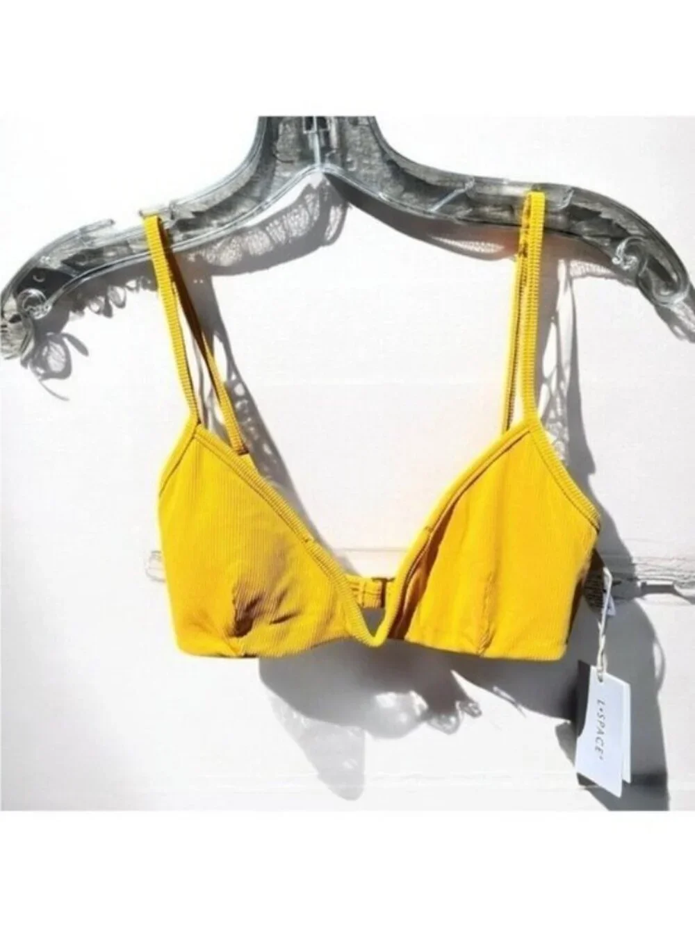 🌻NEW w.tags L*Space Helena Sunshine Gold Ribbed Bikini Top Size S | $99 Retail